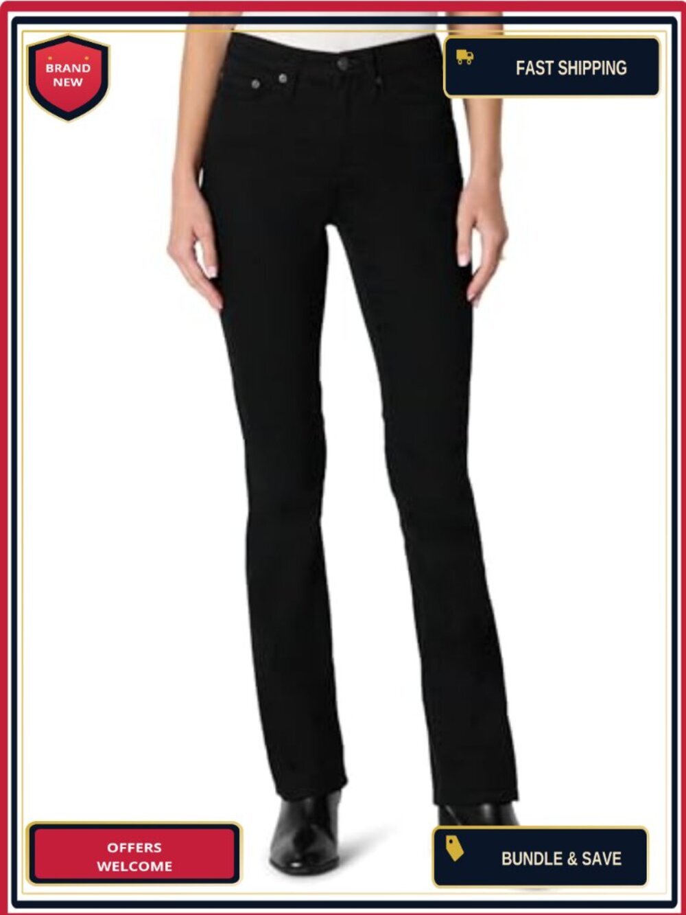 Curvy Slim-Fit Mid-Rise Bootcut Jeans High Stretch Denim